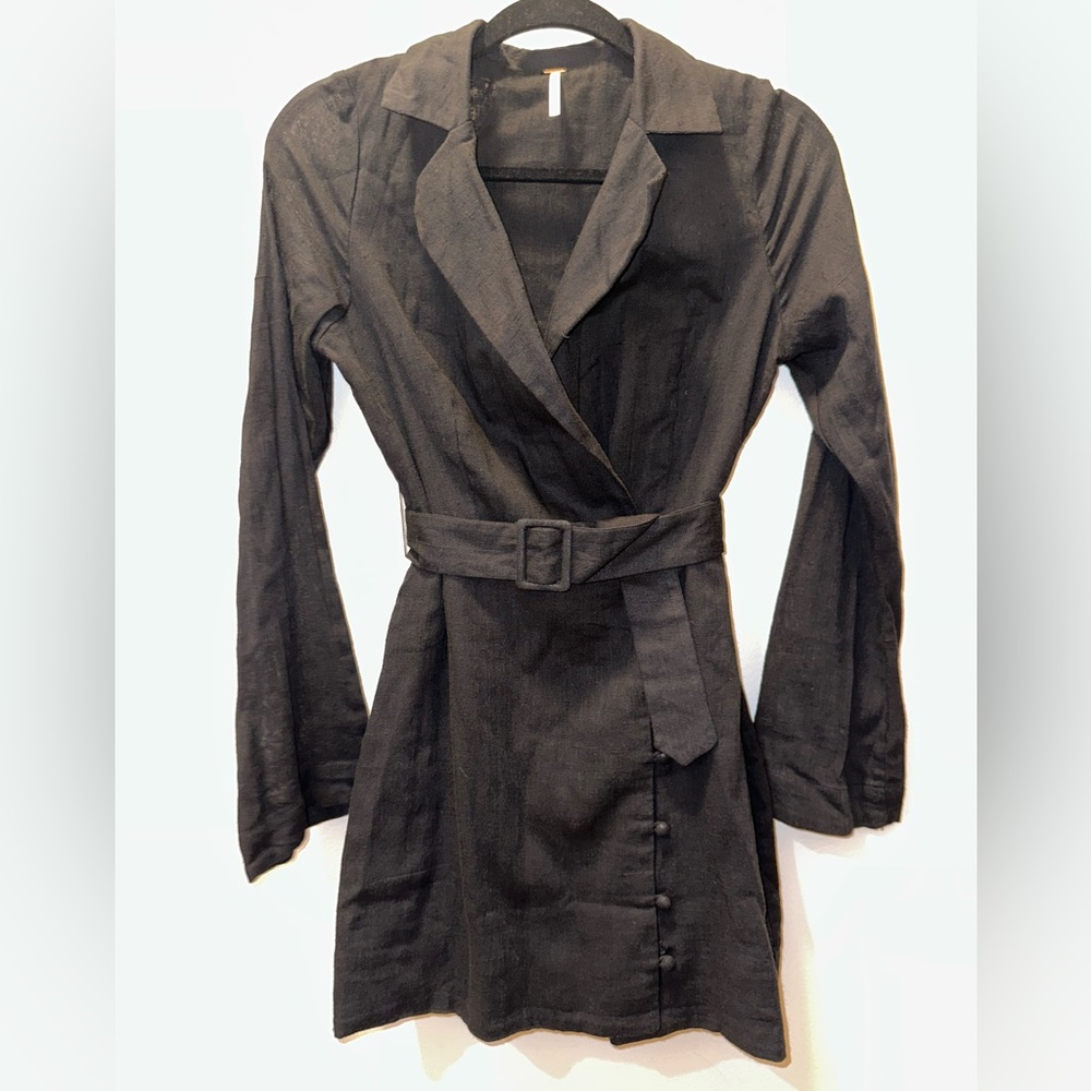 Long sleeve, belted, button-down dress by Free People